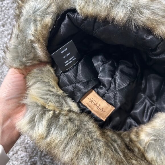 NWT Scala Unisex One Sz Buffalo Plaid Trapper Hat Faux Fur Red - Picture 4 of 10